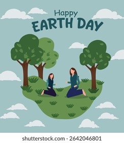 square vector illustrations celebrating Happy Earth Day. Features globes, trees, planting and nature scenes. Ideal for cards and social media promoting environmental awareness.