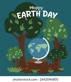 square vector illustrations celebrating Happy Earth Day. Features globes, trees, planting and nature scenes. Ideal for cards and social media promoting environmental awareness.