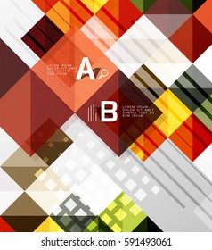 Square vector modern abstract background with letter option infographics - sample text