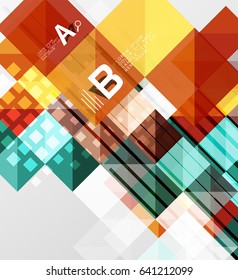Square vector modern abstract background with letter option infographics - sample text