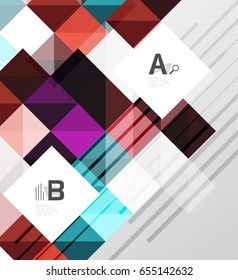 Square vector modern abstract background with letter option infographics - sample text