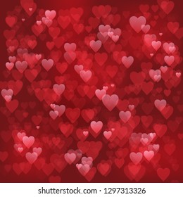 Square Vector Red and Pink Hearts Background