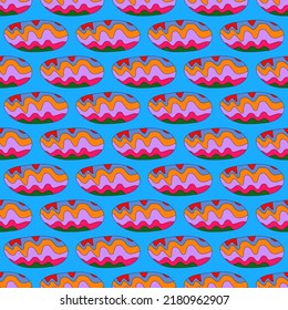 square vector seamless pattern - rainbow geometric shapes in hippie style.1970 good vibes.Funky and groovy sky sunshine.1970 psychedelic abstract ellipse.Kidcore kawaii wallpaper and fabric.trippy art