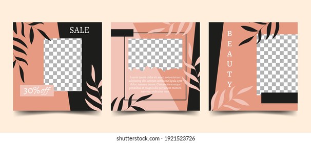 Square vector social media templates for advertising promotion, brochures. Place for text and photo