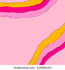 
square vector template for text - 1970 psychedelic. Blank for social media in retro, hippie, funky, groovy style. Postcard with abstract shapes - rainbow, stars. Vibrant good vibes background