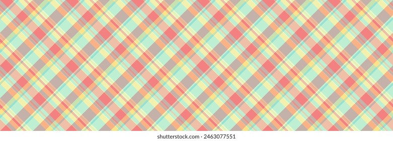 Square vector textile fabric, flow texture tartan seamless. Track check background pattern plaid in light and pastel color.