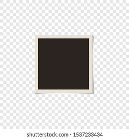 Square vector vintage photo frame  mockup design. White yellowish border on a transparent background