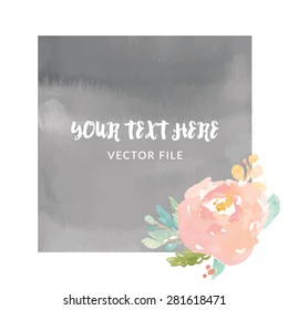 Square Vector Watercolor Flower Frame 