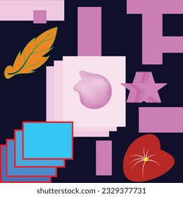 Ilustración vectorial plana de estrella cuadrada vertical de la hoja de amor