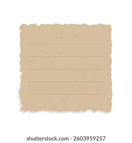 Square vintage brown torn paper note. Recycled ripped memo paper template.