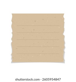 Square vintage brown torn paper note. Recycled ripped memo paper template.