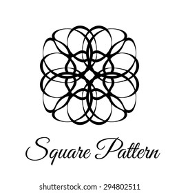 Square vintage floral calligraphy pattern. Brand identity. Decorative logo