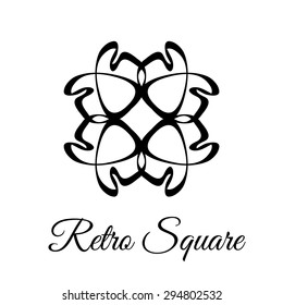 Square vintage floral calligraphy pattern. Brand identity. Decorative logo
