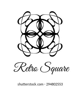 Square vintage floral calligraphy pattern. Brand identity. Decorative logo