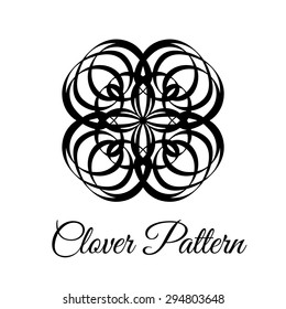 Square vintage floral calligraphy pattern. Brand identity. Decorative quatrefoil clover logo