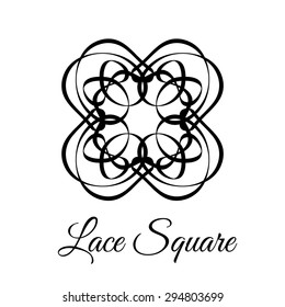 Square vintage floral calligraphy pattern. Brand identity. Decorative quatrefoil clover logo
