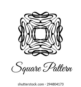 Square vintage floral calligraphy pattern. Brand identity. Decorative logo