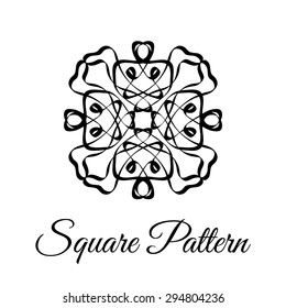 Square vintage floral calligraphy pattern. Brand identity. Decorative logo