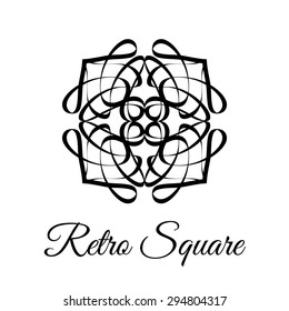 Square vintage floral calligraphy pattern. Brand identity. Decorative logo