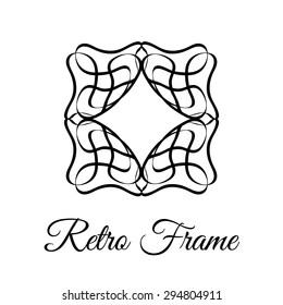 Square vintage floral calligraphy pattern. Brand identity. Decorative logo