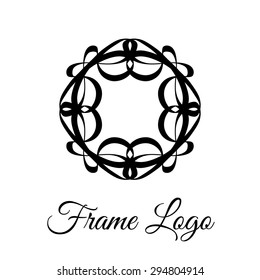 Square vintage floral calligraphy pattern. Brand identity. Decorative logo