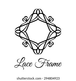 Square vintage floral calligraphy pattern. Brand identity. Decorative logo