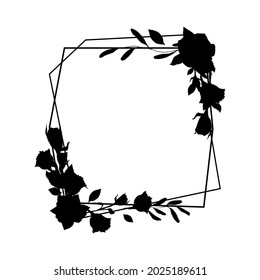 Marco vintage cuadrado. Ilustración vectorial con rosas dibujadas a mano, hojas sobre un fondo blanco. Usar para decorar tarjetas de felicitación, invitaciones, etc.