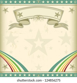 Square vintage invitation. A retro square circus background for an invitation with two rainbows and a ribbon