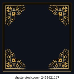 Square vintage pattern border ornament template