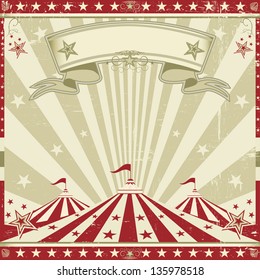 Square vintage red circus. a circus vintage leaflet for your advertising