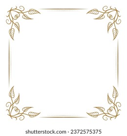Square vintage style frame with ivy stems and leaves decoration
