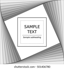 Square vortex card banner clean black and white