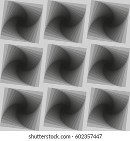 square vortex seamless pattern in silver shades