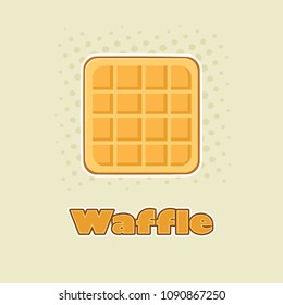 Square Waffle Cartoon Drawing Design. Vector Illustration With Background