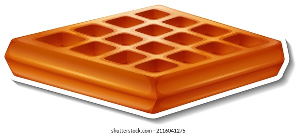 Square waffle in cartoon style illustration