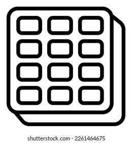 Square waffle icon outline vector. Belgian wafer. Cake pastry