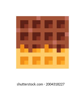Dibujo de píxeles de gofre cuadrado. Imagen de píxel de gofre con forma cuadrada. Ilustración vectorial. Día de San Valentín. Waffles recubiertos de chocolate.
