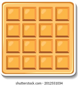 Square waffle sticker on white background illustration