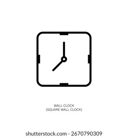Esquema cuadrado del icono del reloj de pared