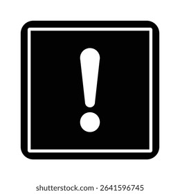 Square Warning Icon Vector, Exclamation Mark Inside Box.