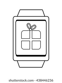 square watch with gift icon over isolated background,vector illustration
