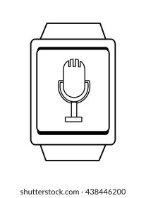 square watch with microphone icon over isolated background,vector illustration