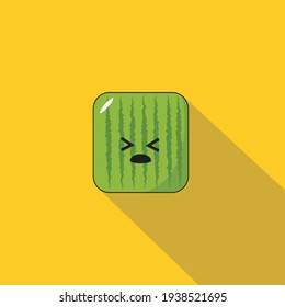 square watermelon with sad face