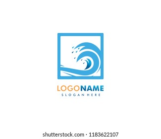 Square wave abstract logo template vector