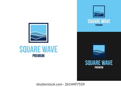 Square wave blue logo design template vector illustration