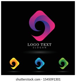 Square Wave Logo. Symbol & Icon Vector Template.