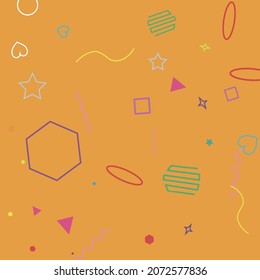Ola Cuadrada Rojo Luminoso Rosa Simple Polígono Simple Hipster Art. Círculo Corazones Zigzag Amarillo Oval Estrellas Ilustración. Ilustración De Geometría Púrpura Del Anillo Azul Naranja Pastel Verde.