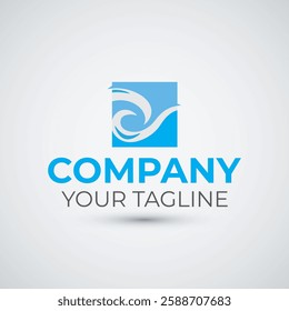 square wave water logo design template
