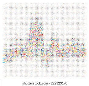 Square waveform background. Colorful halftone vector sound waves. You can use in club, radio, pub, party, DJ, concerts, recitals or the audio technology advertising background. 