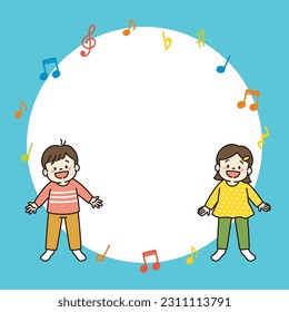 Square Web Banner Illustration of Kids Singing a Song